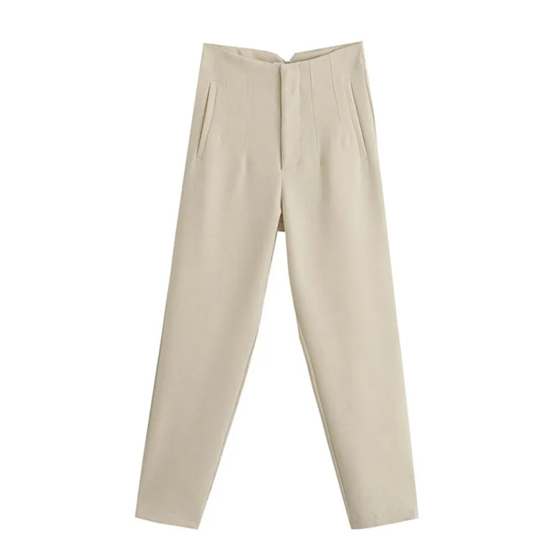 Vintage High Waist Ankle Length Trousers for Women