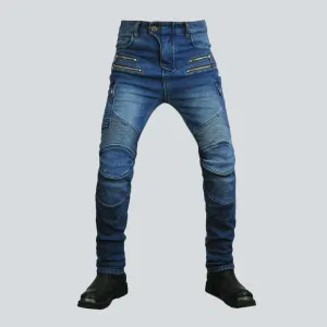 Warm blue men's biker jeans