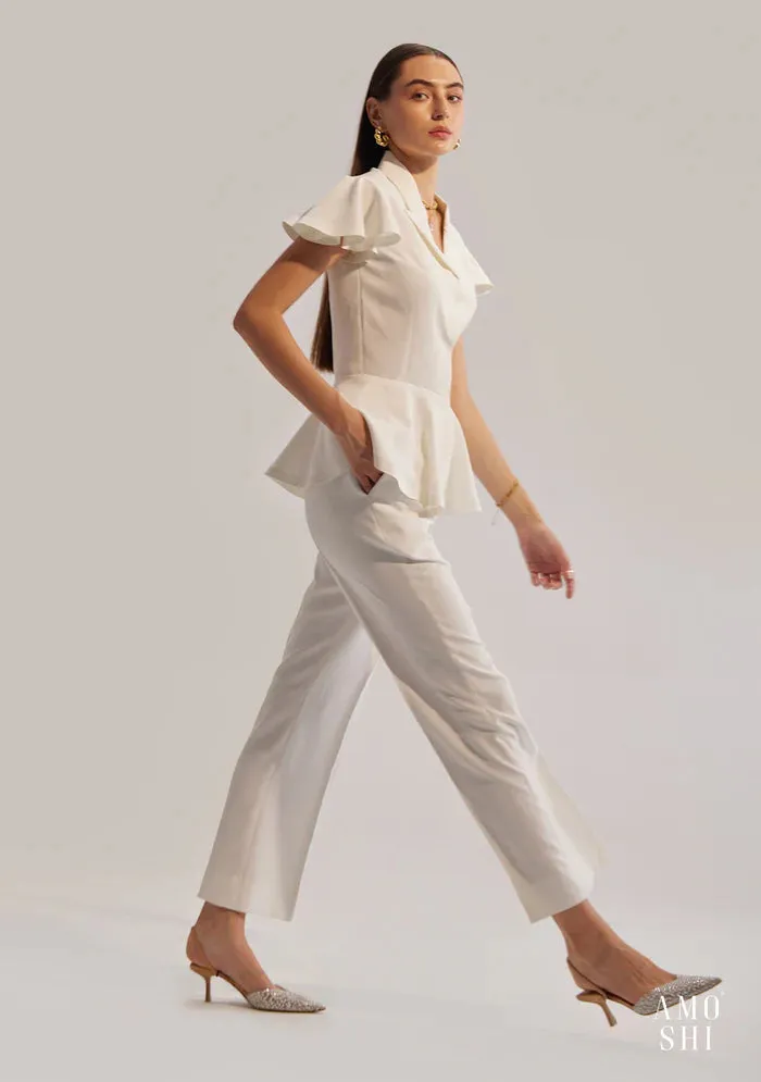 White Classic Formal Co-ord set for women Office meeting