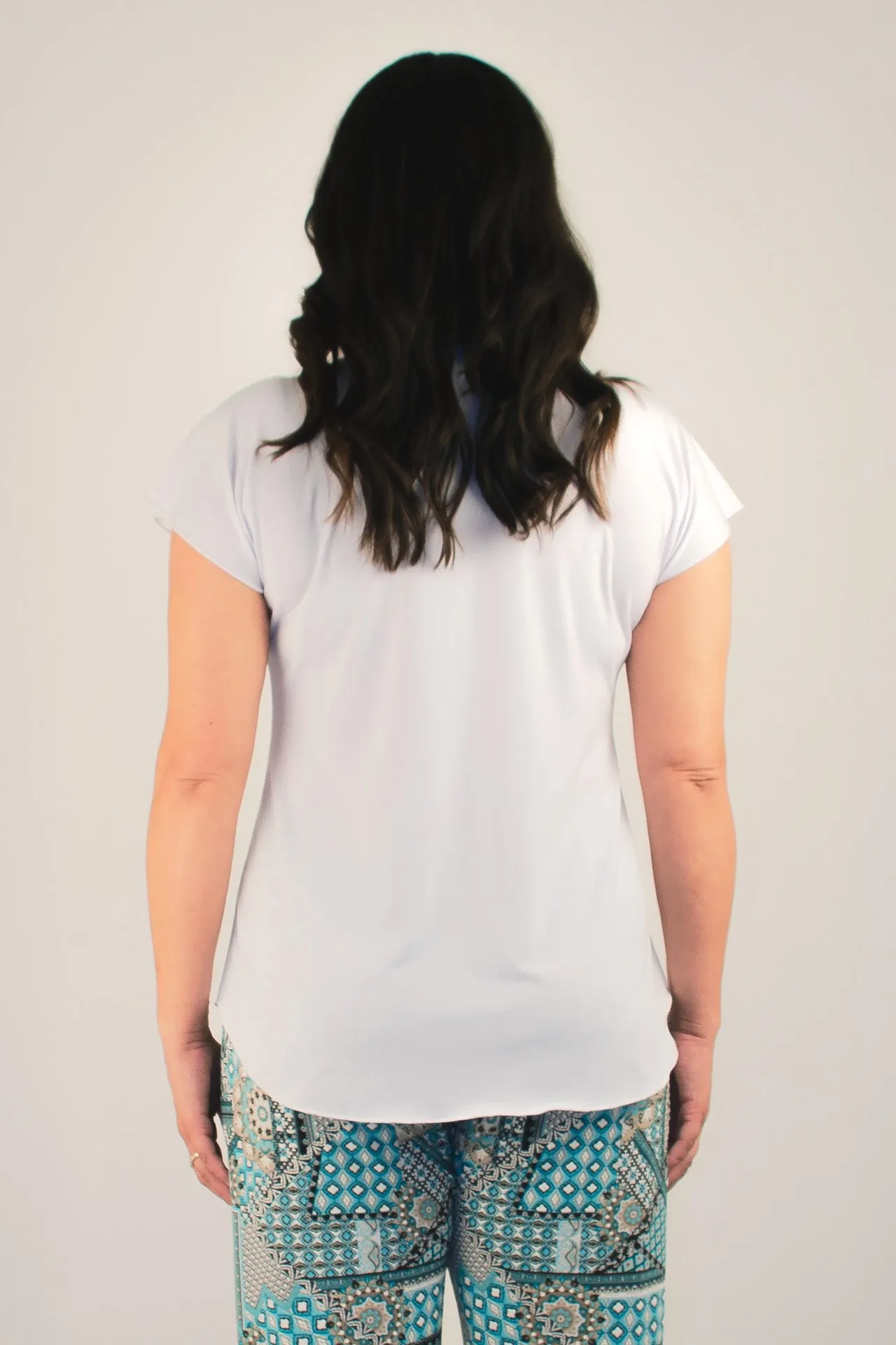 White Microfibre Short Sleeve Top