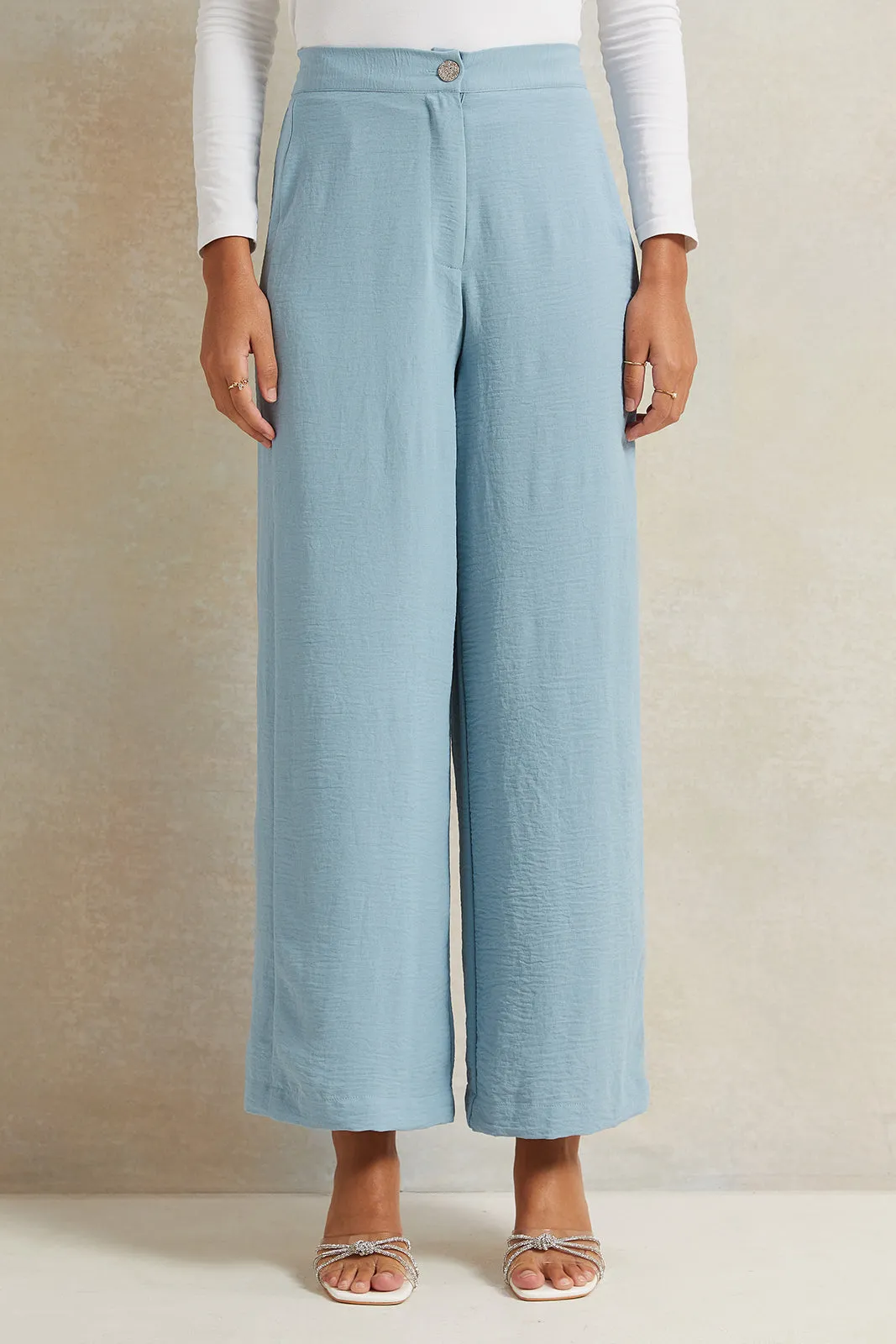 Women Blue Wide Leg Trouser