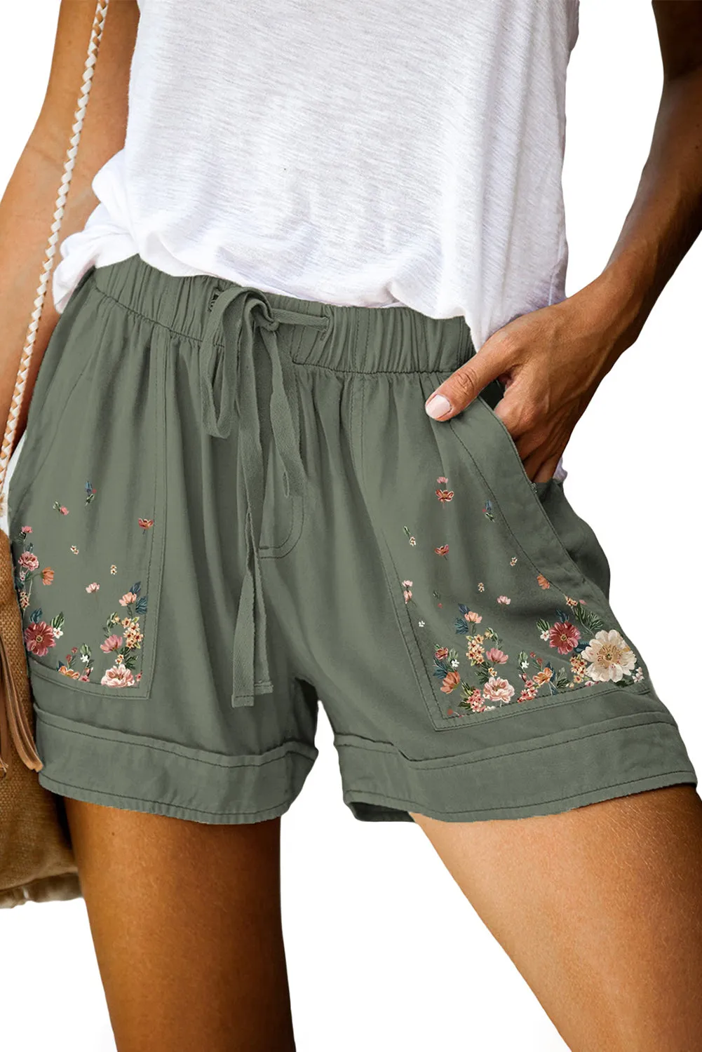 Women Comfy Drawstring Lightweight Short Pants with Pockets