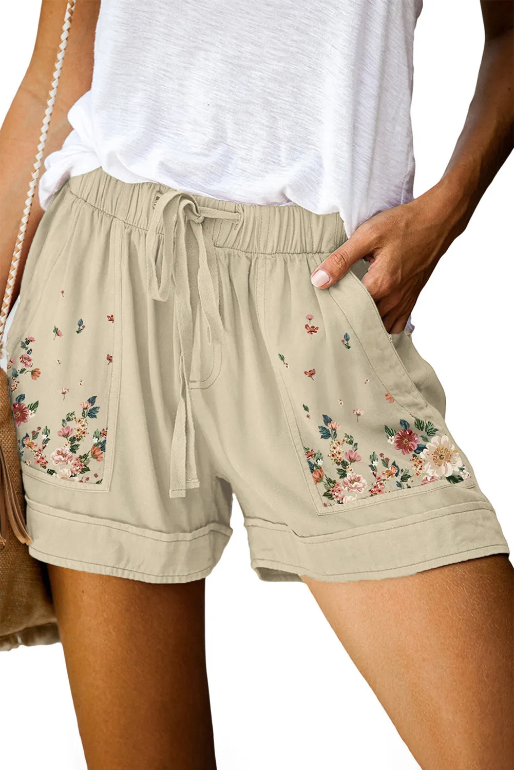 Women Comfy Drawstring Lightweight Short Pants with Pockets