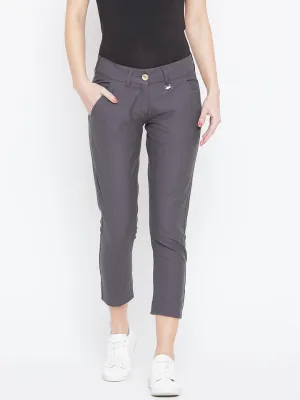 Women Grey Solid Skinny Fit Chinos Trousers