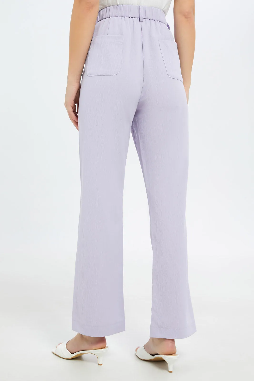 Women Lilac High Waist Flared Trouser