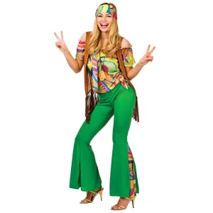 Womens Groovy Hippy Fancy Dress Party Halloween Costume