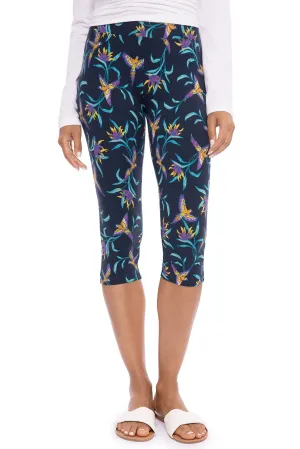 Women's Monterey Summer Capris  |  Navy Birds of Paradise