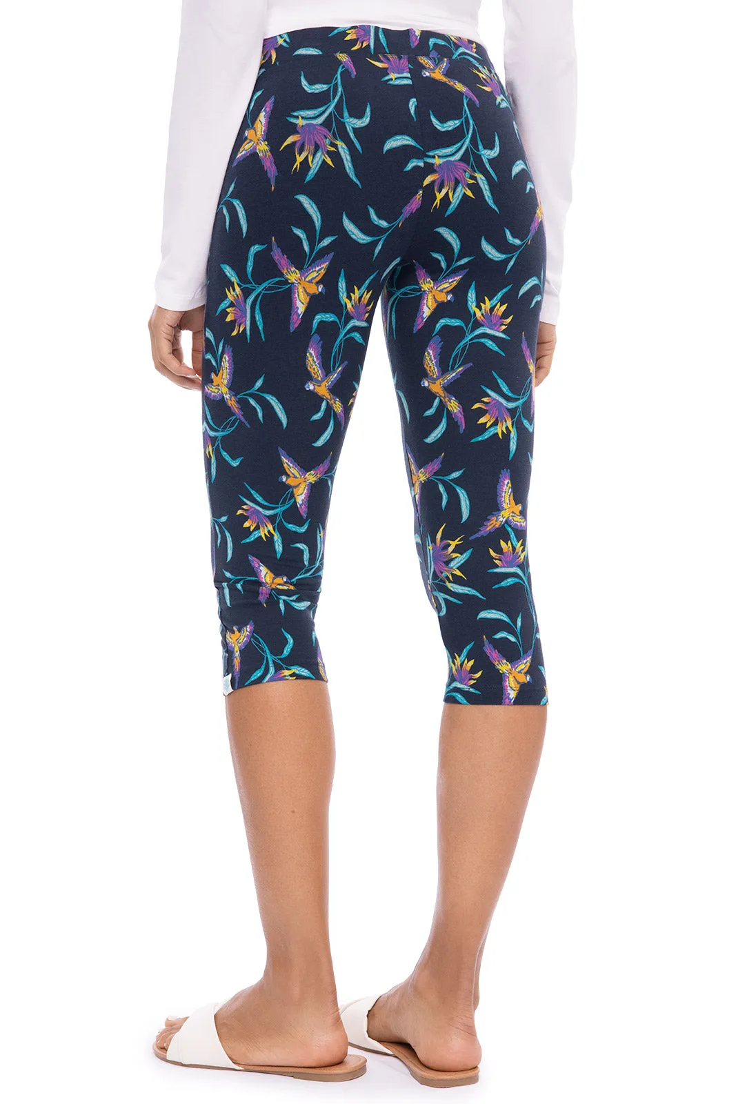 Women's Monterey Summer Capris  |  Navy Birds of Paradise