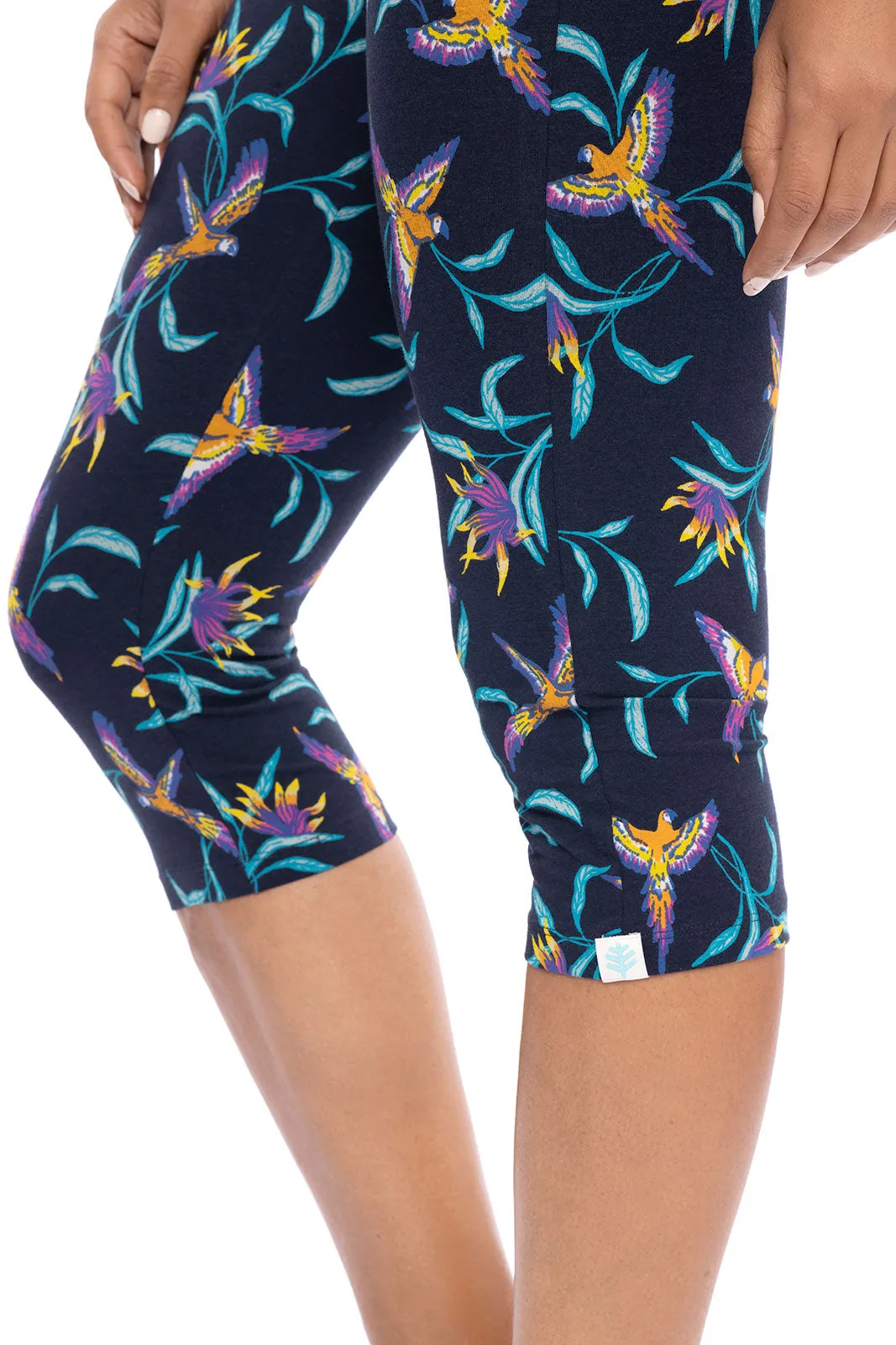 Women's Monterey Summer Capris  |  Navy Birds of Paradise