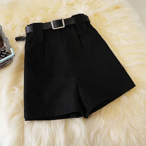 Woolen Shorts High Waist New Fashion Wide Leg Pants Trousers