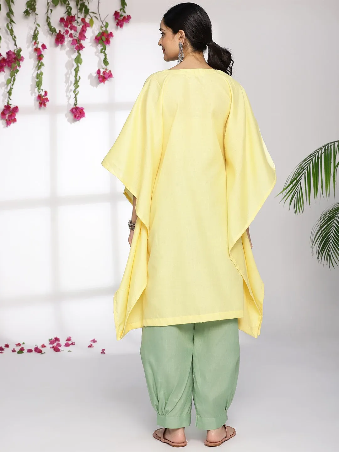 Yellow CottonSlub KaftanKurta