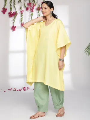 Yellow CottonSlub KaftanKurta