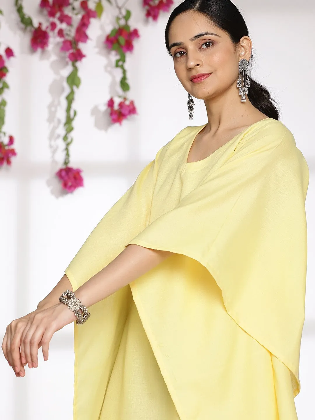 Yellow CottonSlub KaftanKurta